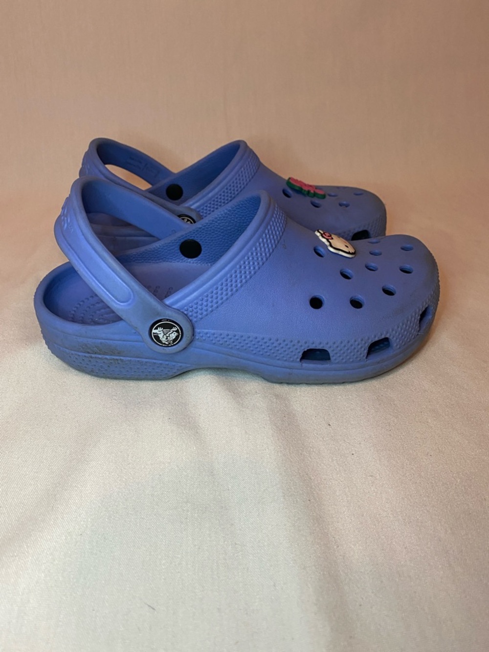 Kids Blue Clog Shoes with Cute Charms - Picture 3 of 7